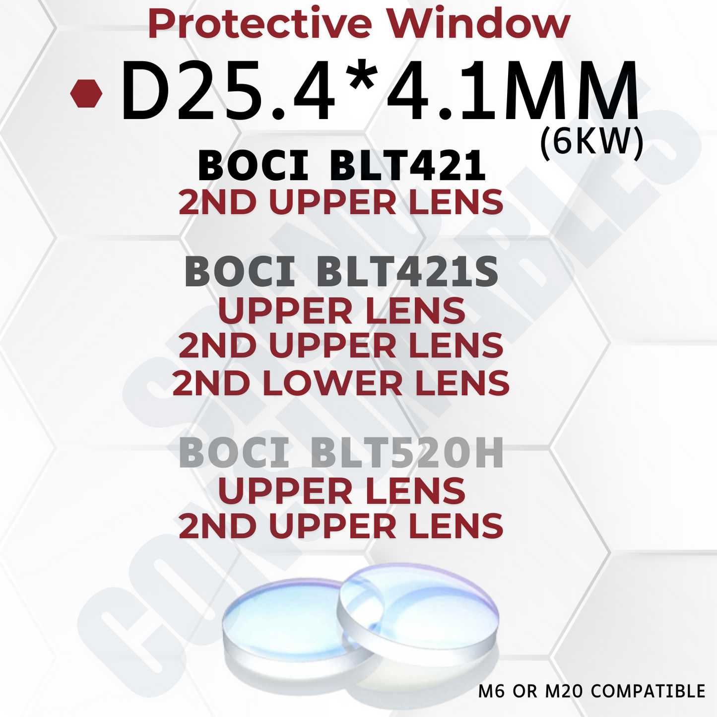Lens/Protective Window |6 kW Fiber Laser| BOCI BLT421/BLT421S/BLT442/BLT520H