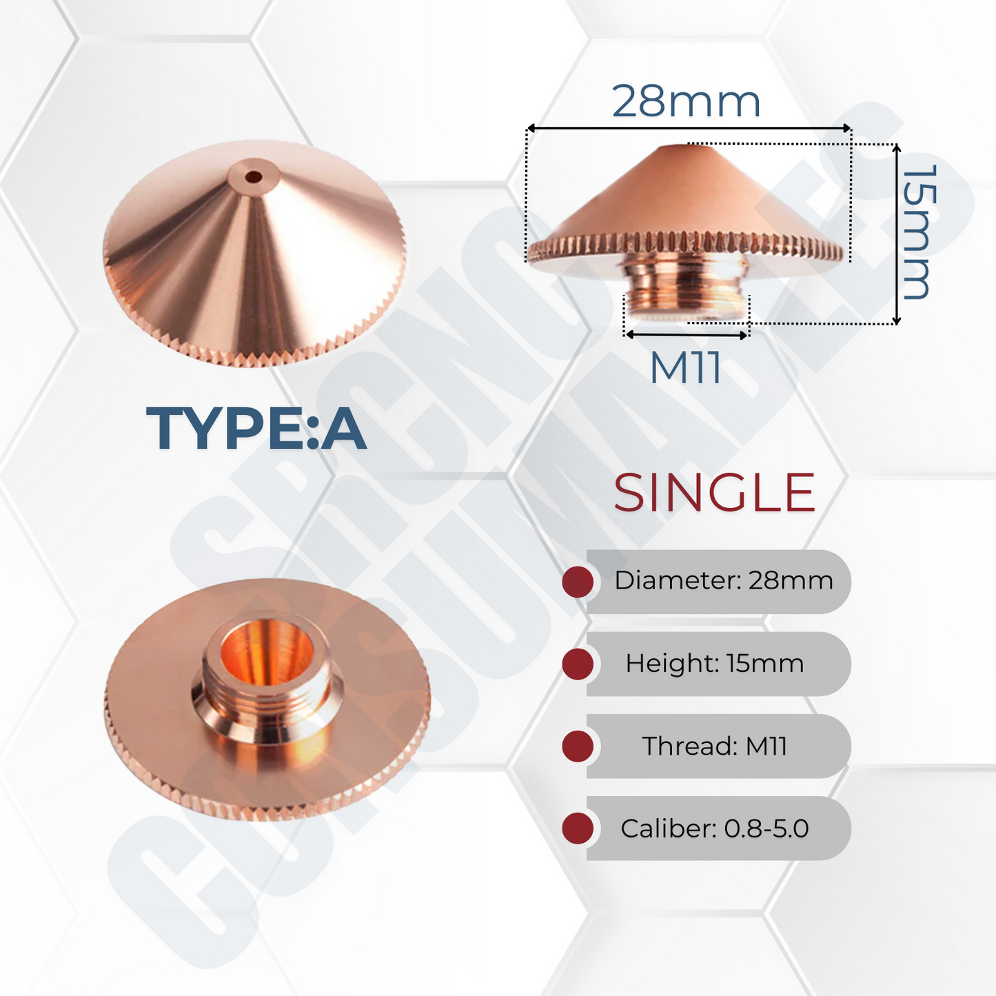 D28 Series A Type Laser Nozzles H15 M11 | BOCI BLT4 Series