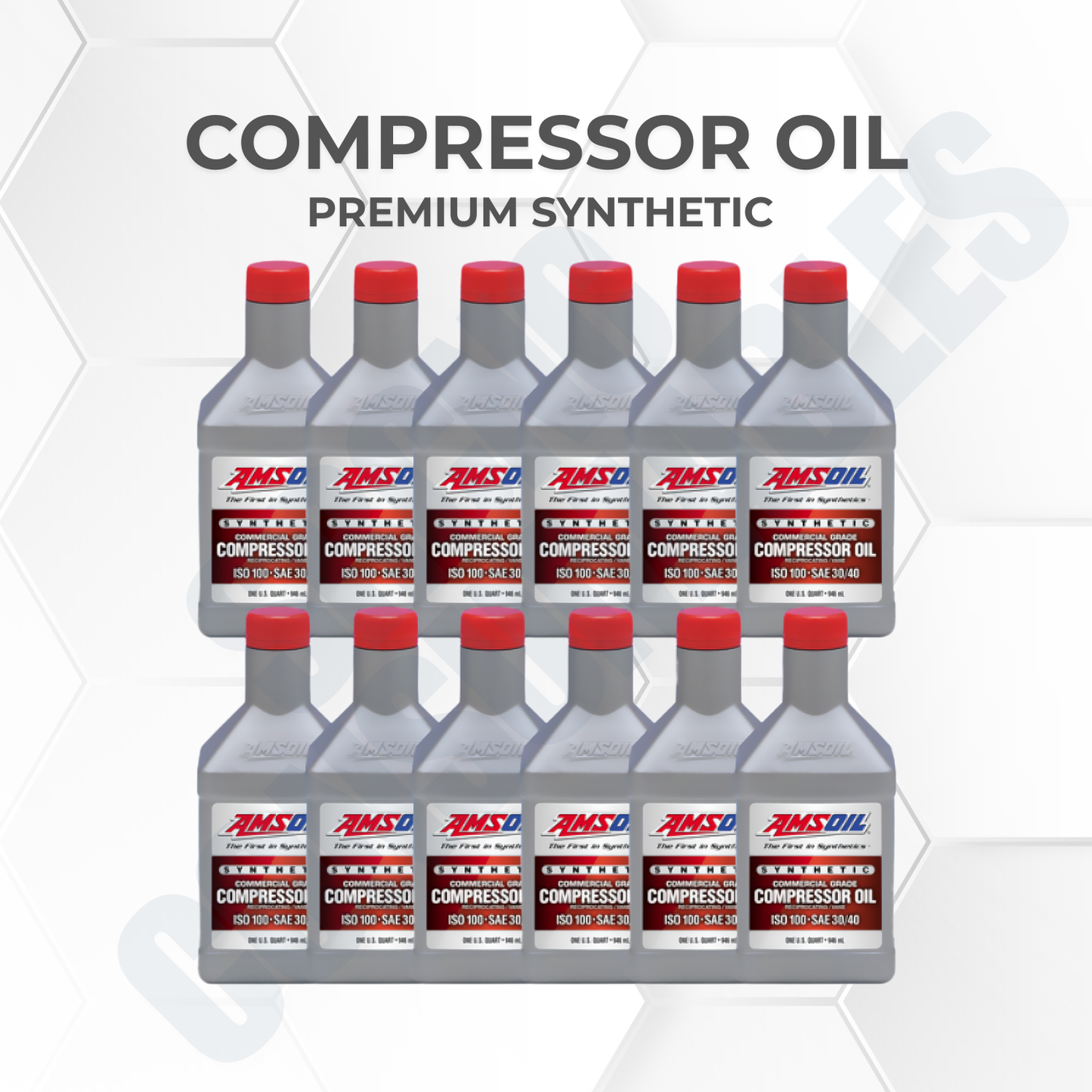 AMSOIL ISO 100 Synthetic Compressor Oil – Case (12 Quarts / 3 Gallons Total)
