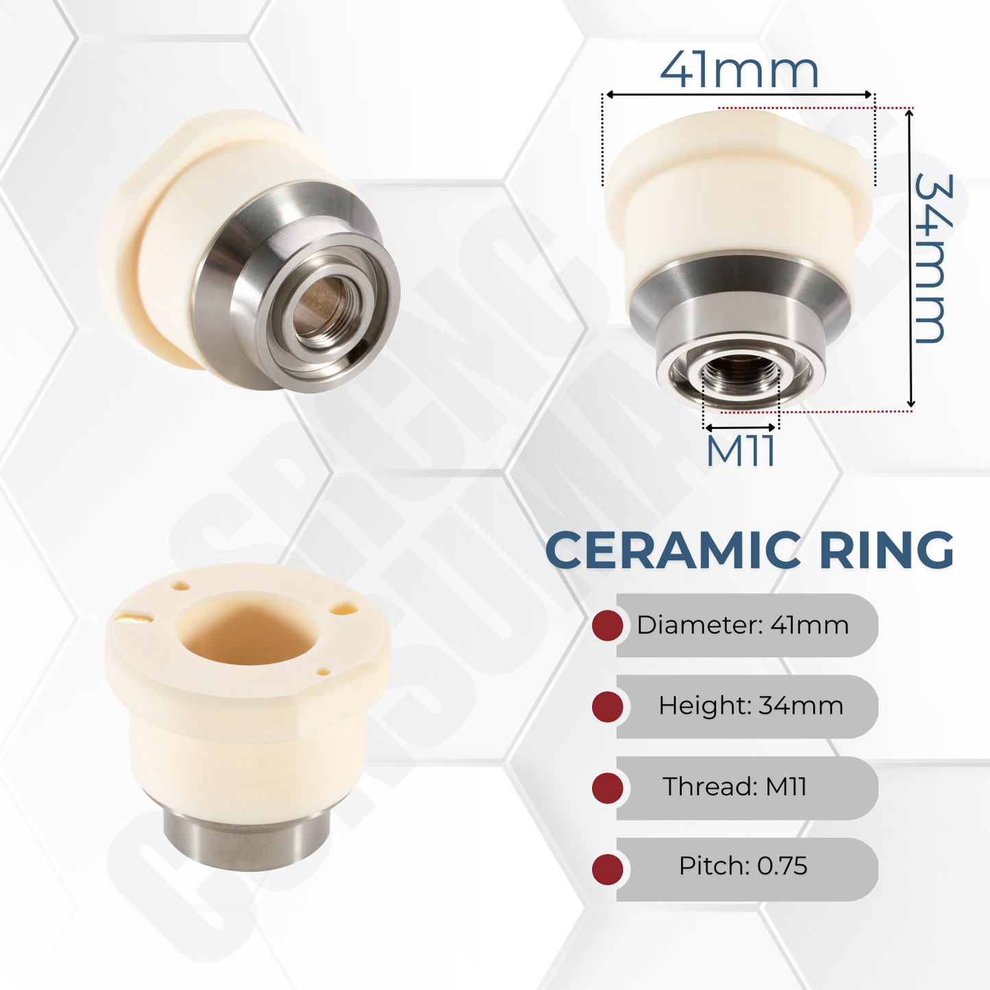 Ceramic Ring / Nozzle Holder D41 × H34 M11*.75 – for BOCI BLT4 Series (6kW)