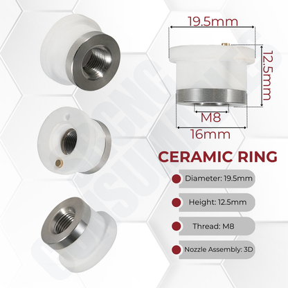 Ceramic Ceramic Nozzle Holder – Compatible with Raytools BM110/BM111 Series (D19.5 M8 3D or D32 M14 Flat)