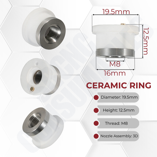 Ceramic Ceramic Nozzle Holder – Compatible with Raytools BM110/BM111 Series (D19.5 M8 3D or D32 M14 Flat)