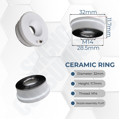 Ceramic Ceramic Nozzle Holder – Compatible with Raytools BM110/BM111 Series (D19.5 M8 3D or D32 M14 Flat)