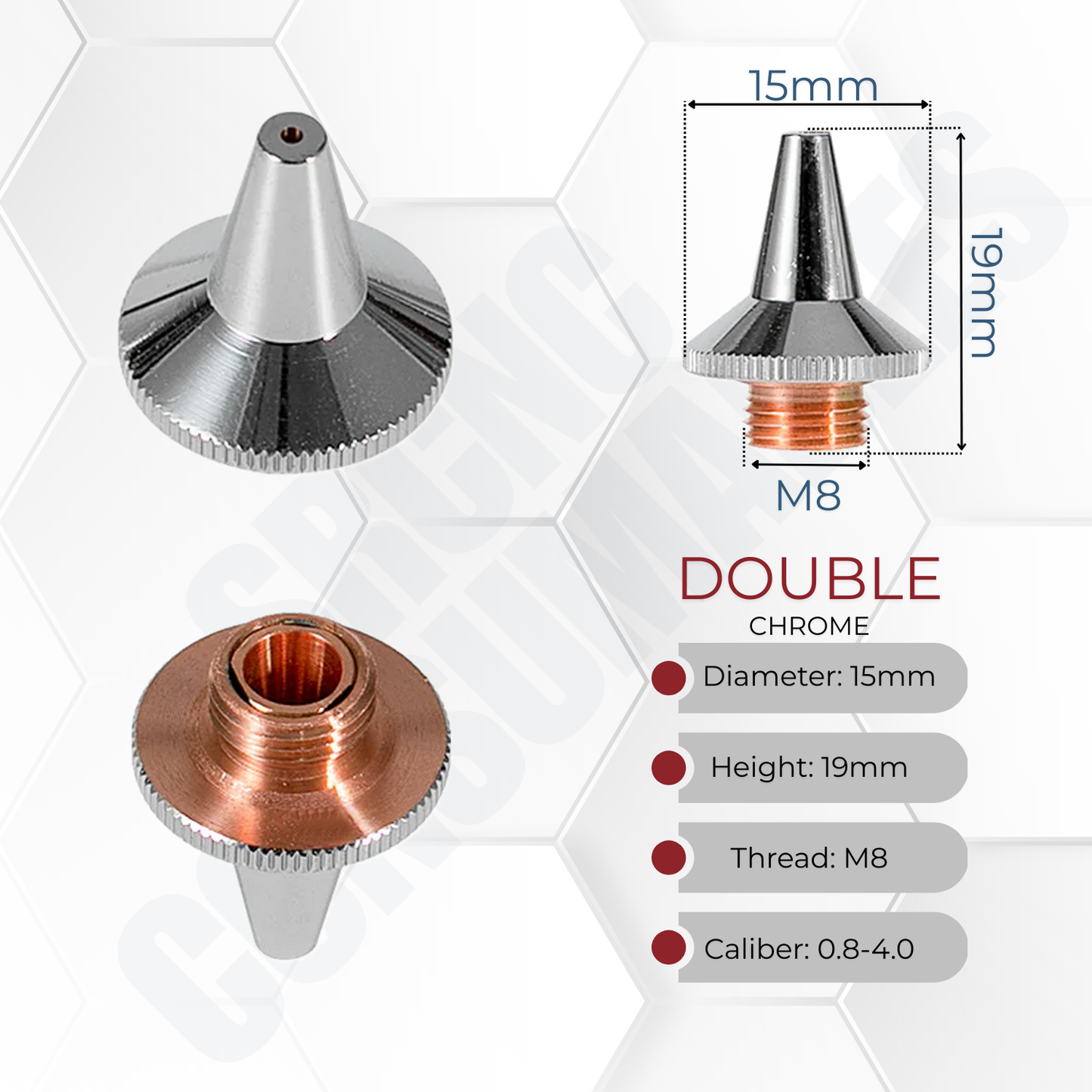 D15 Series 3D Type Laser Nozzles H19 M8