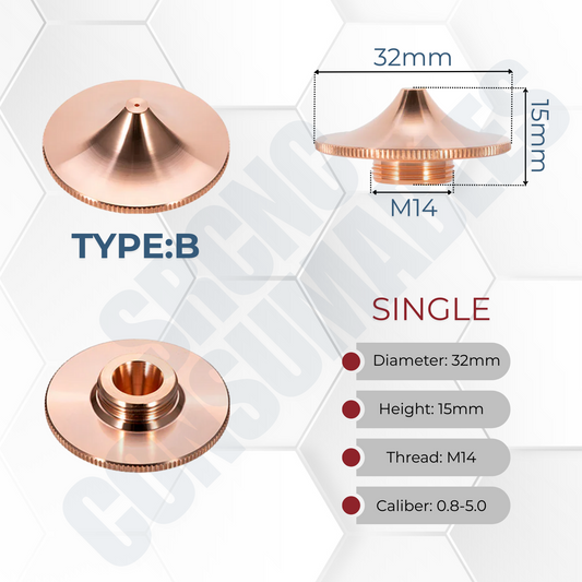 D32 Series B Type Laser Nozzles H15 M14 | Raytools BM110 Series