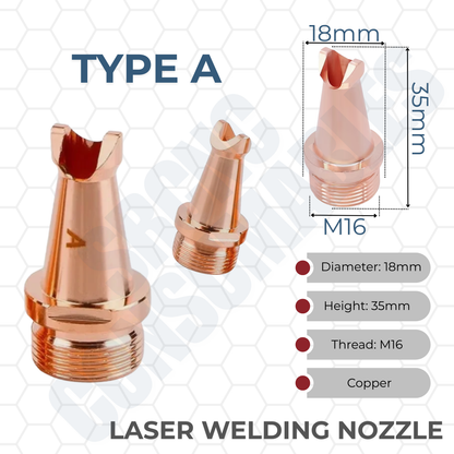 Laser Welding Nozzle Tips – Copper M16 Nozzles for Handheld Fiber Laser Welder Gun | Durable, Heat-Dissipating, Precision Fit | Multiple Sizes & Types