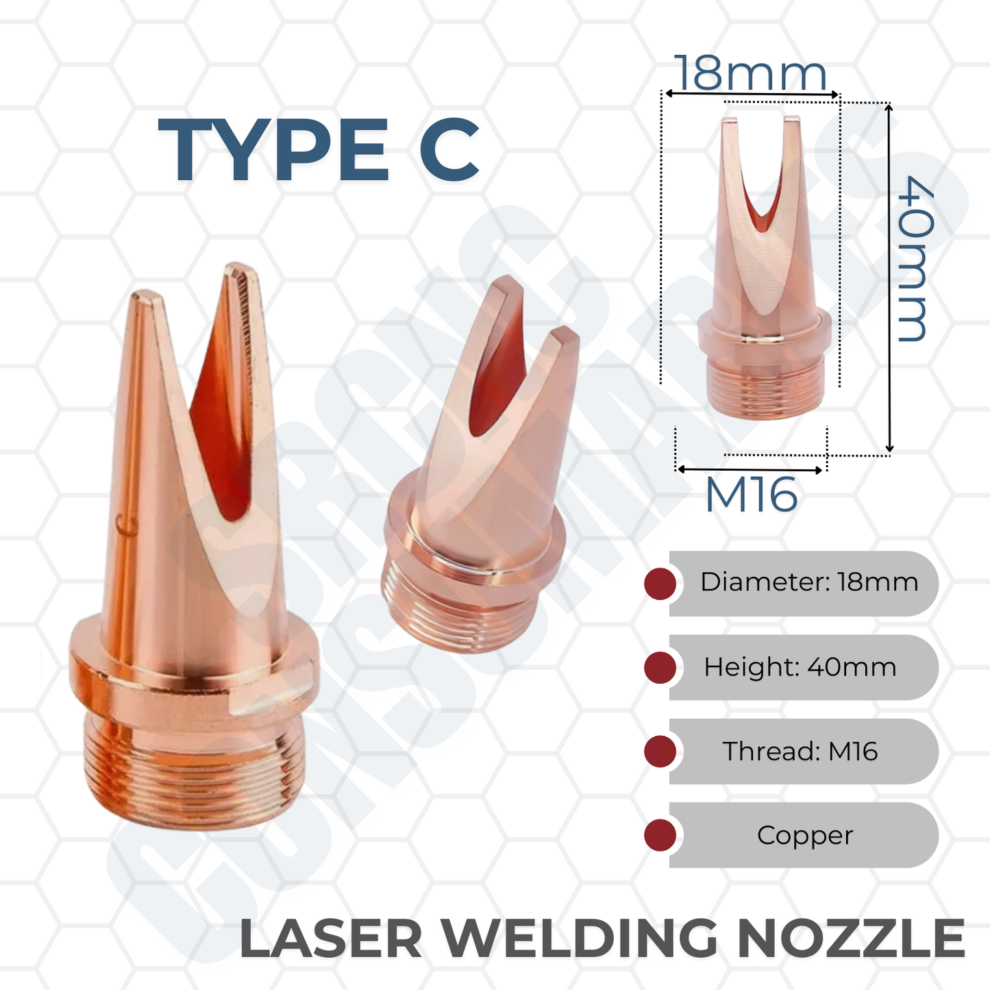 Laser Welding Nozzle Tips – Copper M16 Nozzles for Handheld Fiber Laser Welder Gun | Durable, Heat-Dissipating, Precision Fit | Multiple Sizes & Types